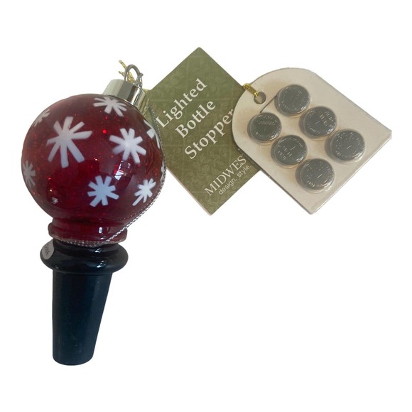 Wine Bottle Stopper Topper Christmas Red Ornament Light Up Color Changing - Picture 1 of 3